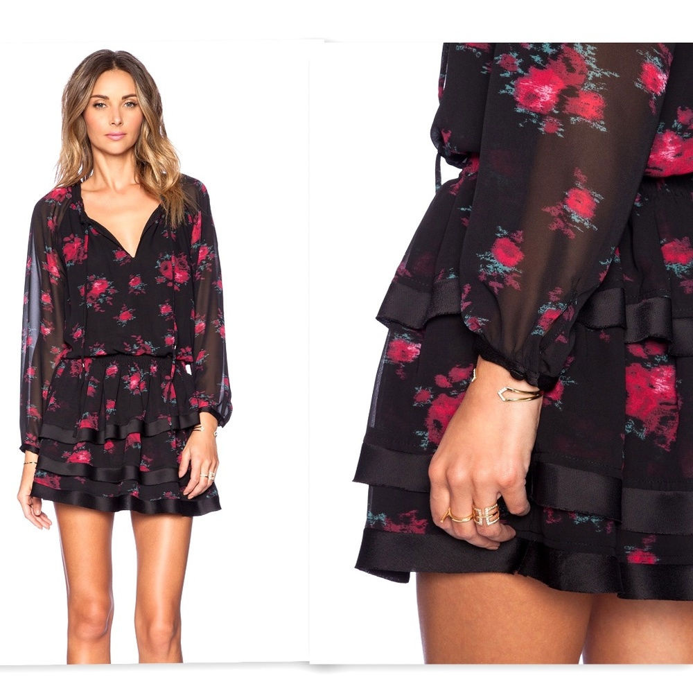 Sam Edelman Drop Waist Ruffle Dress in Smudge - Picture 1 of 6